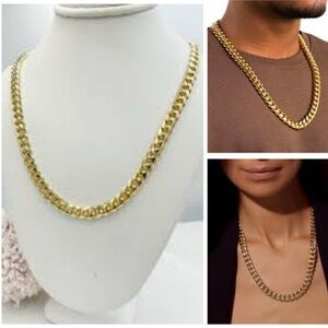 Gold Chain Necklace Fancy Cut Cuban Double Link Curb Mens Womens Unisex Jewelry